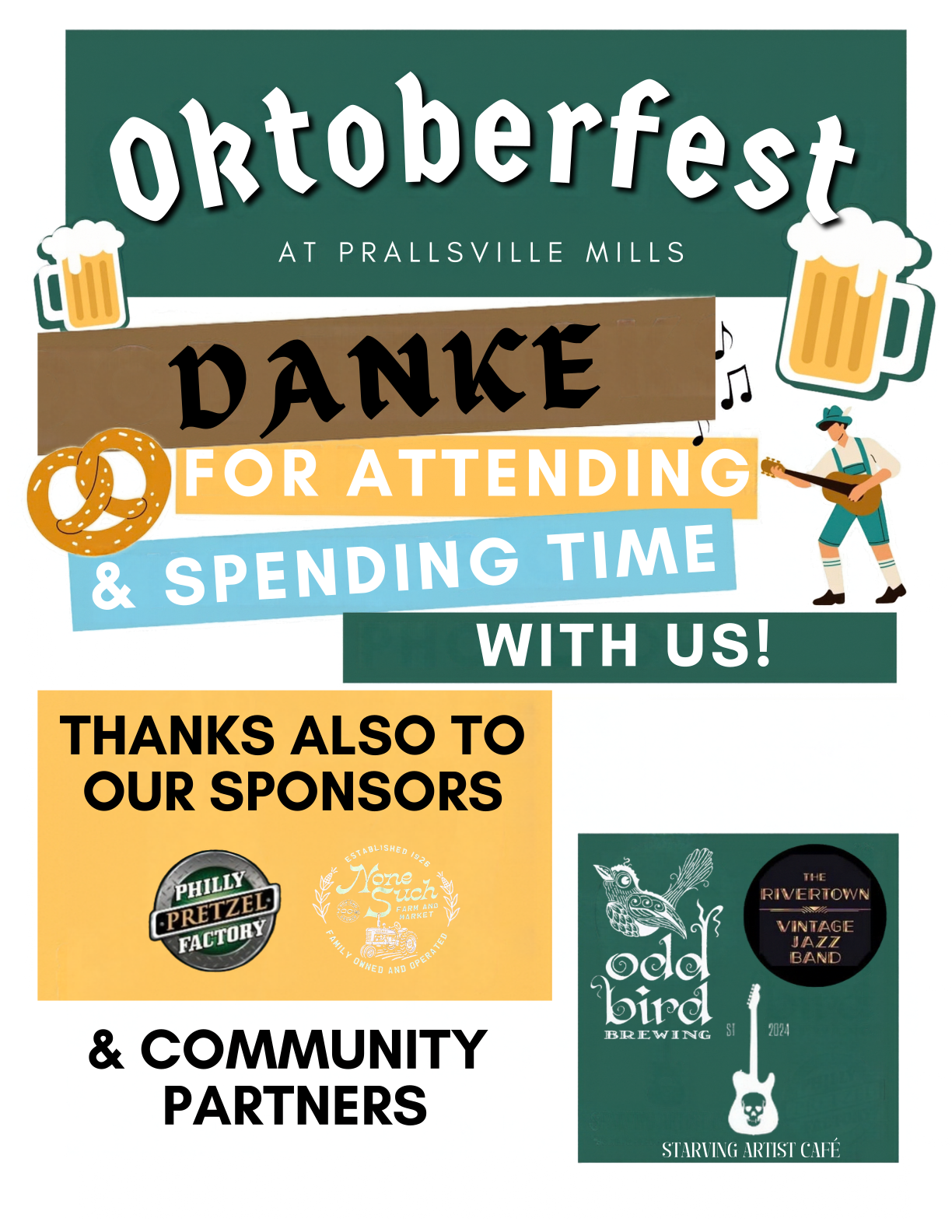 Oktoberfest at Prallsville Mills: Danke for attending and spending time with us. Thanks to our sponsors and community partners.